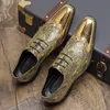 Mode Goldene Schlange Druck männer Formale Schuhe Leder Starke Ferse Kleid Schuhe Mann High-Heel Spitz Abend schuhe Männer Große Größe 48