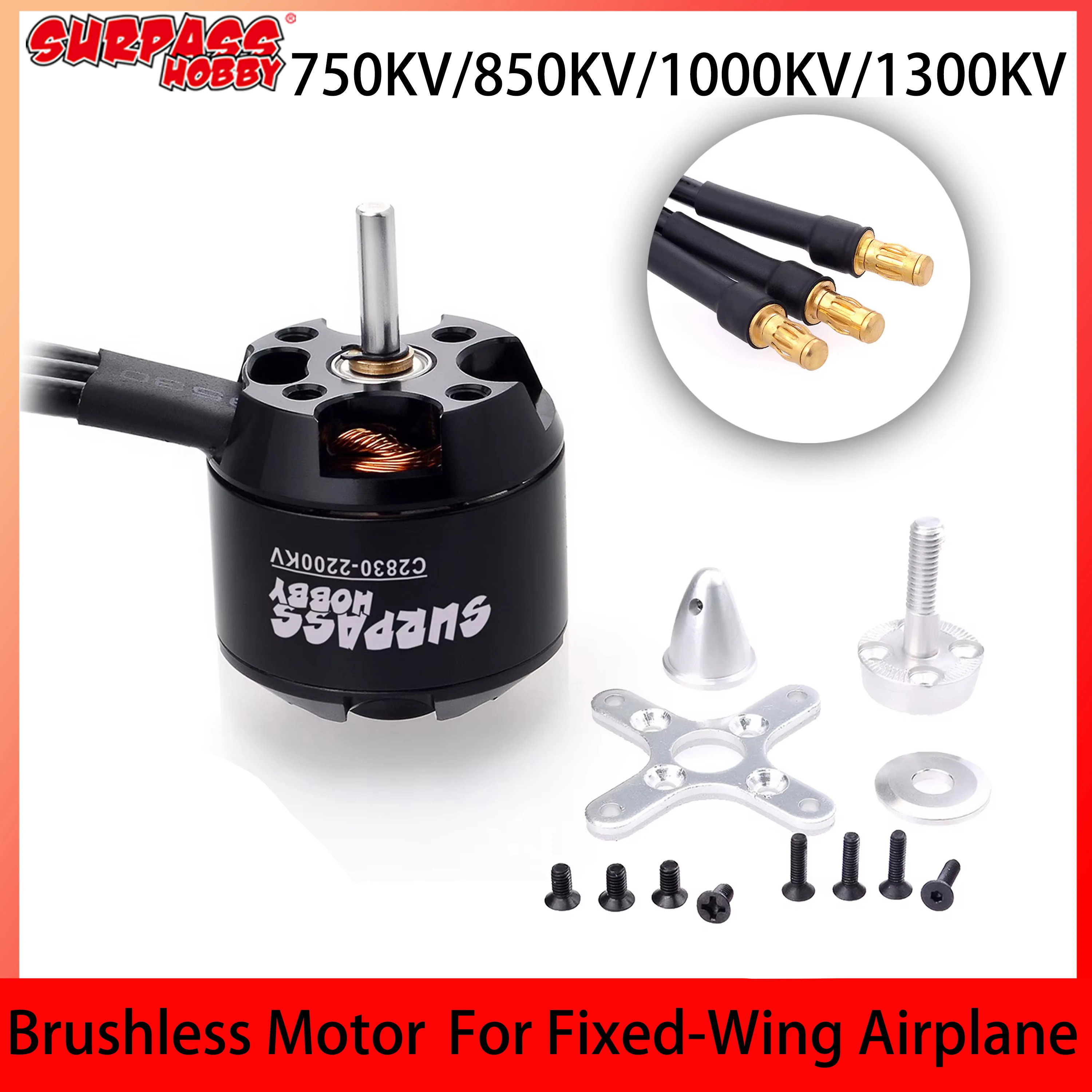 SURPASS HOBBY 2830 Bürstenloser Motor 750KV 850KV 1000KV 1300KV Außenläufermotor für RC-Flugzeug Starrflügel-Segelflugzeug FPV-Drohne Warbird