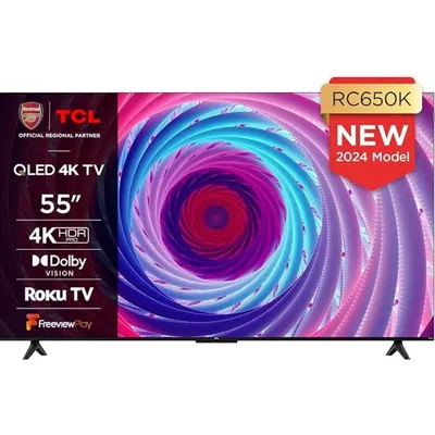 TCL 55RC650K 55-inch QLED Pro Television, 4K Ultra HD, Roku TV (Smart TV with Dolby Vision & Audio,