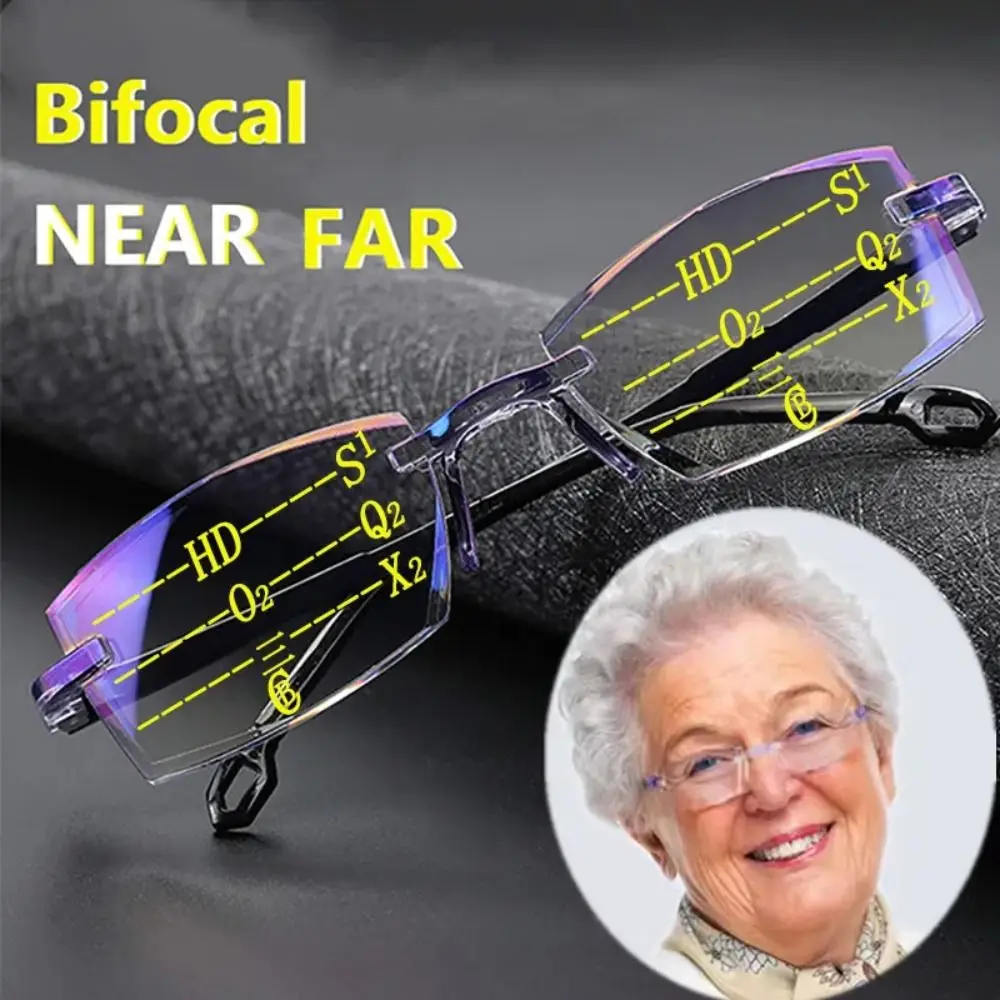 Neue Diamant-cut Bifokale Progressive Lesebrille Männer Blau Licht Blockieren Multifokale Brillen Ultraleicht Randlose Brillen Image