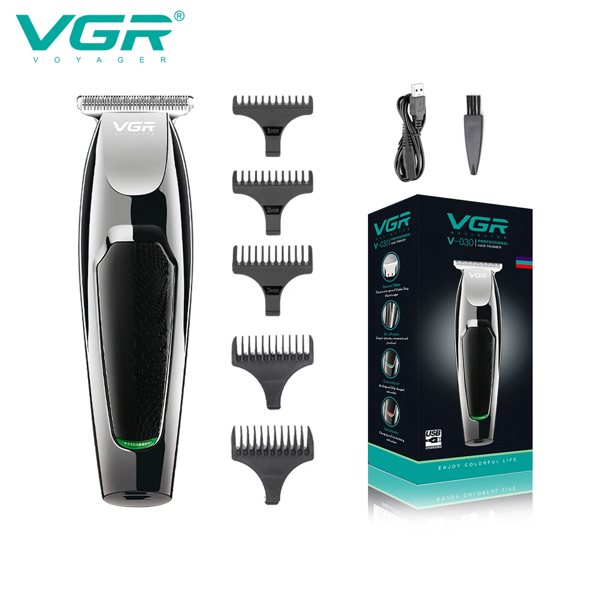 VGR 030 Haarschneider, professionelle Haarschneidemaschine, kabellose Haarschneidemaschine, elektrische Friseur-Haarschneidemaschine für Männer Image