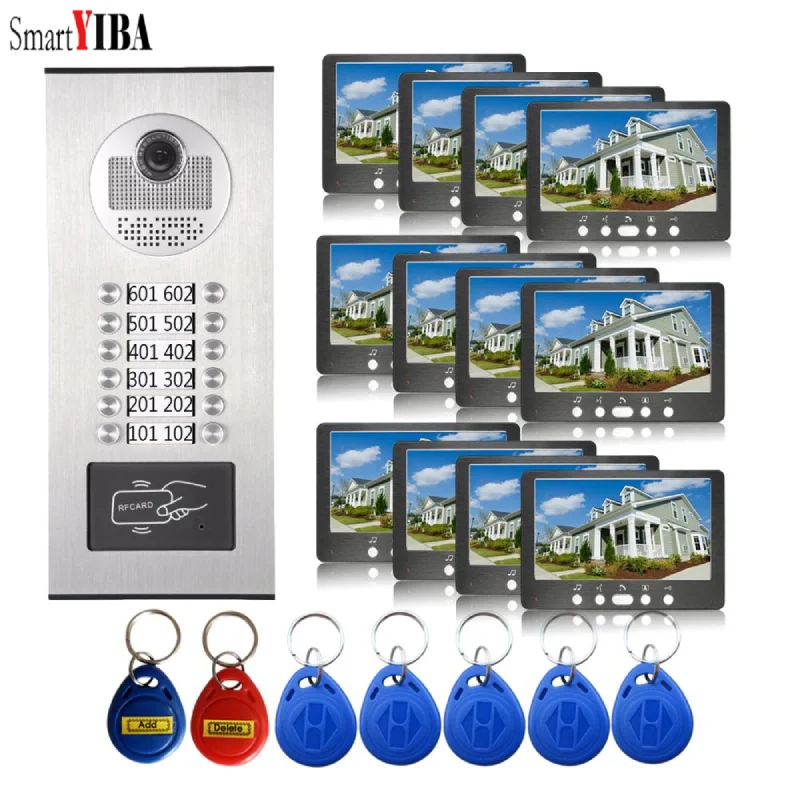 4–12 Einheiten Gebäude-Türsprechanlage, Apartment-Video-Türsprechanlage, Heim-Gegensprechanlage für Villa und Privathaus, IR-Tag-Nachtsicht Image