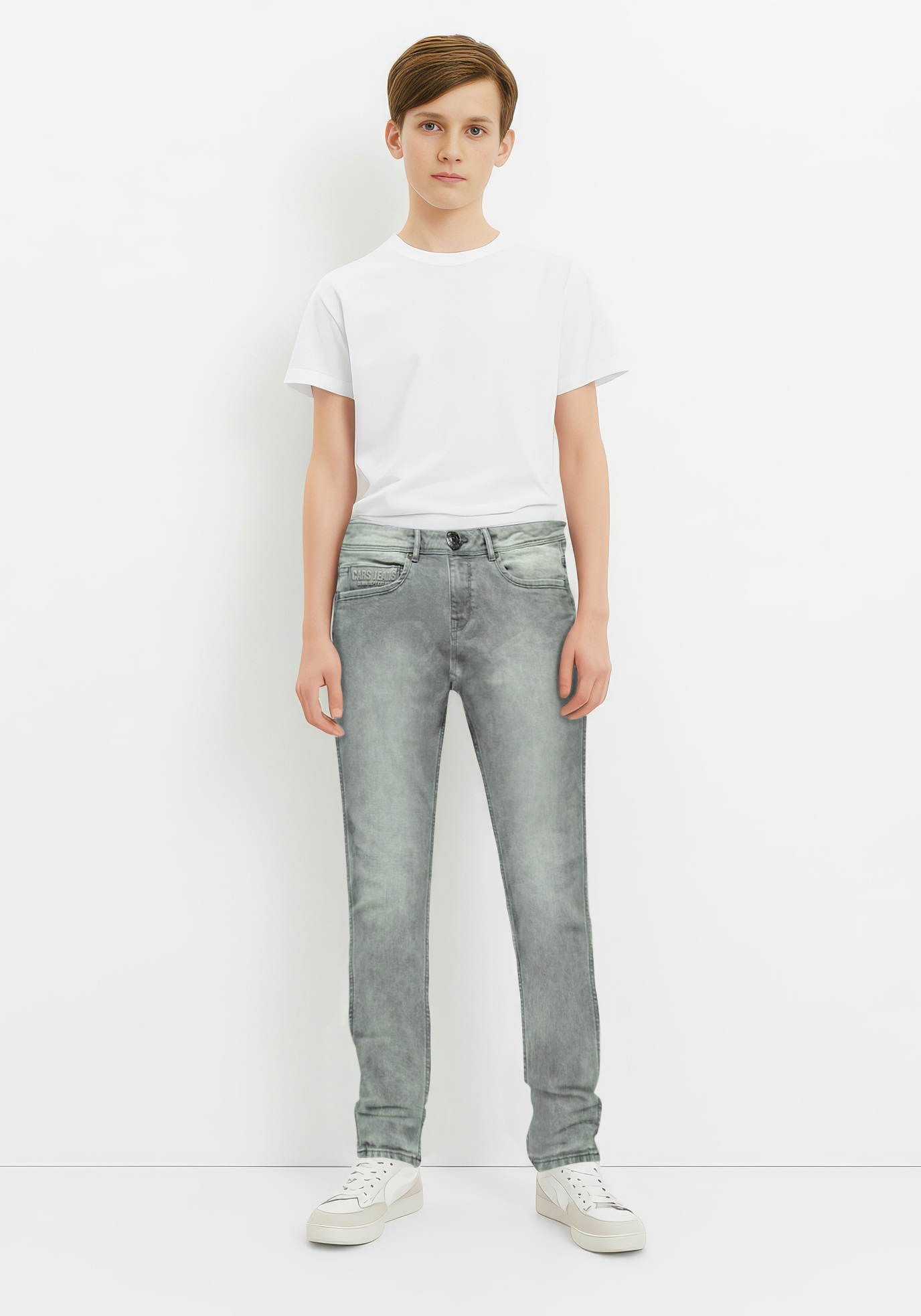 5-Pocket-Jeans CARS JEANS "Jeans Douglas", Jungen, Gr. 16 (176), N-Gr, grau (grau used), Denim/Jeans, Obermaterial: 99% Baumwolle, 1% Elasthan, Abriebeffekte, regular fit normal, Jeans Image