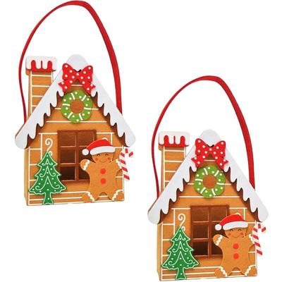 Filz Weihnachts Geschenktasche Lebkuchenhaus 2er Set - 21 x 17 cm - Deko Tasche im Knusperhäuschen