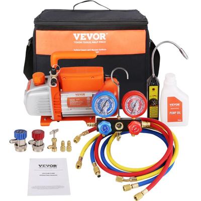 VEVOR 1/4 HP HVAC Vakuumpumpe Manometer-Set 4 CFM Unterdruckpumpe mit Schlauch Image