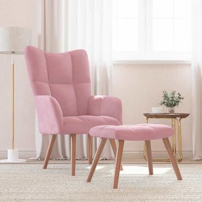 Relaxsessel mit Hocker Rosa Samt - Vidaxl Image