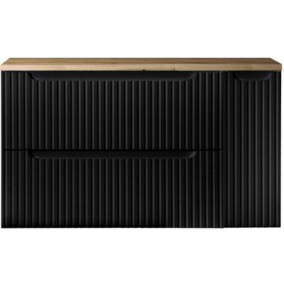 Lomadox - Waschtisch-Unterschrank 100cm, in schwarz mit Eiche, NEWPORT-56-BLACK Image