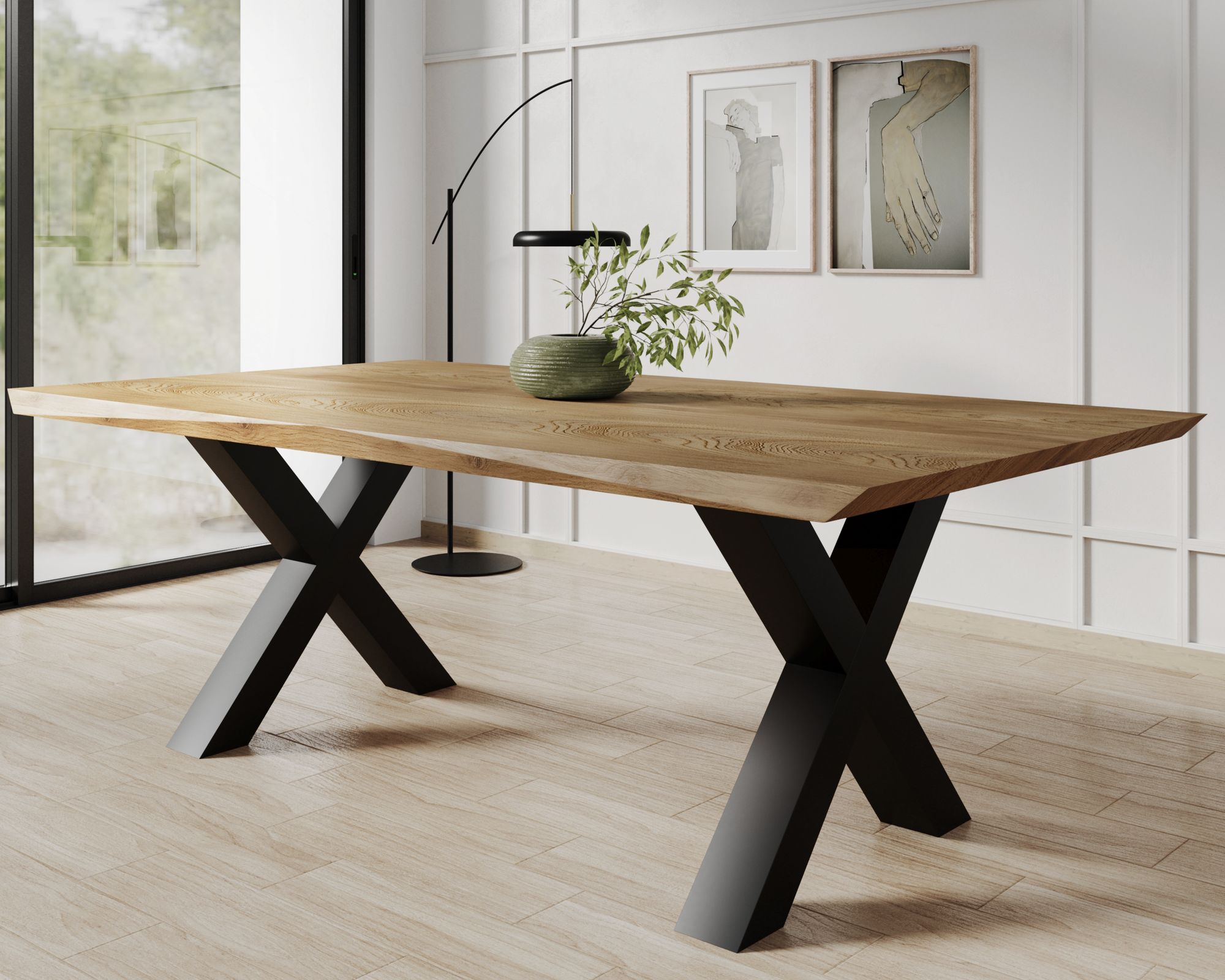BlackWood »Table4YOU Phoenix« Wildeiche Massivholztisch gedrehte Kante / Wildeiche rustik / 4 cm / 180x100 cm Image