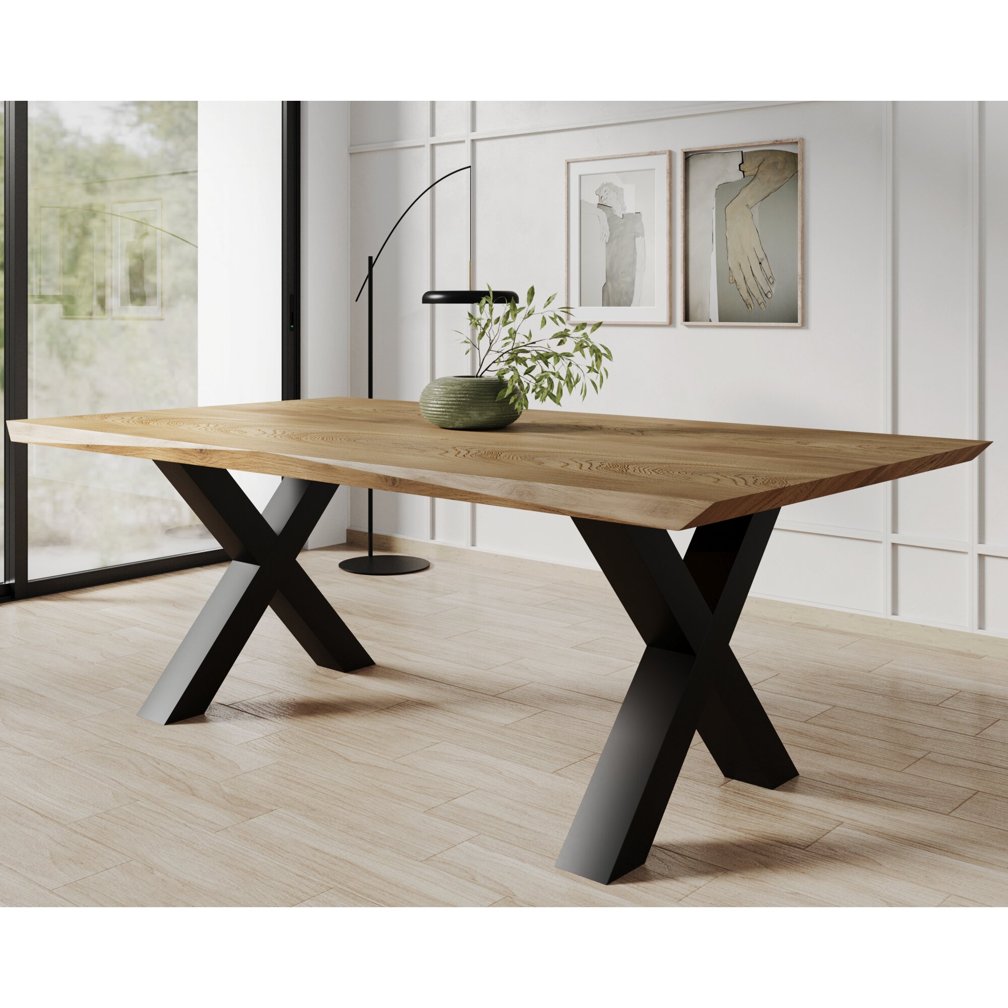 BlackWood »Table4YOU Phoenix« Wildeiche Massivholztisch gerade Kante / Wildeiche rustik / 4 cm / 260x100 cm