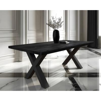 BlackWood »Table4YOU Phoenix Black Edition« Wildeiche Massivholztisch gedrehte Kante / Wildeiche schwarz / 4 cm / 200x100 cm Image