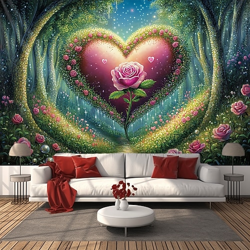 Hochzeitsdekorationen Hintergrund Foto-Wandbehang großer Teppich Kunst Wanddeko Decke Vorhang Heim Schlafzimmer Wohnzimmer Dekoration Herz Image