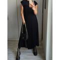 Damen Maxidress Casual kleid Feste Farbe Modisch Strassenmode Party B¨¹ro Täglich Gefaltet Ärmellos Rundhalsausschnitt Kleid Regular Fit Schwarz Gelb Beige Sommer S M L XL XXL