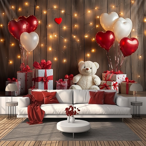 Hochzeitsdekorationen Hintergrund Fotowandbehang große Wandteppich Kunst Wanddekoration Decke Vorhang Heim Schlafzimmer Wohnzimmer Dekoration Liebesballons Image