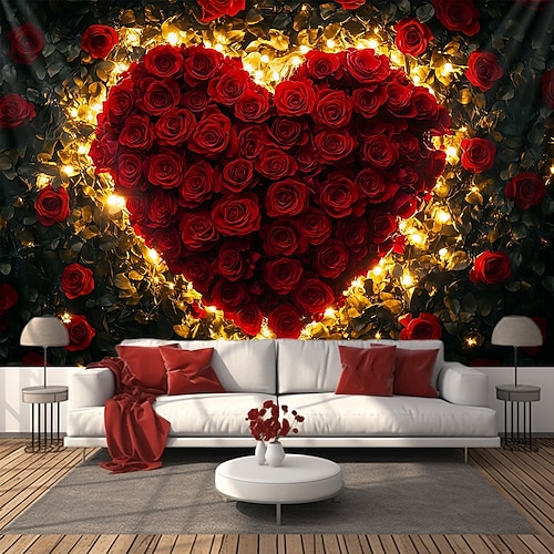 Hochzeit Dekorationen Hintergrund Fotografie Wandbehang große Wandteppich Kunst Wandmalerei Dekor Decke Vorhang zuhause Schlafzimmer Wohnzimmer Dekoration Rose Herz Image