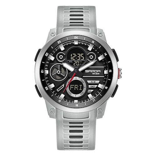 SANDA Herren Digitaluhr Mode Casual Business Armbanduhr Leuchtende Stoppuhr Wecker Countdown TPU Uhr Image