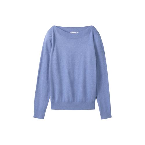 TOM TAILOR Damen Basic Strickpullover, blau, Uni, Gr. XS