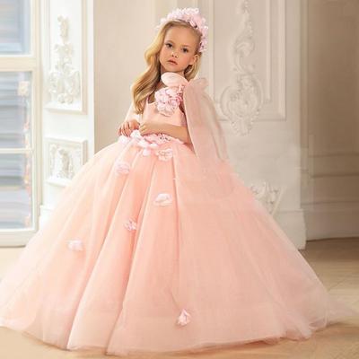 Flower Girl Dress Girls' First Communion Dress Party Dress Performance Wedding Party Princess Sweet Mesh Solid Color Sleeveless Off Shoulder White Pink kids