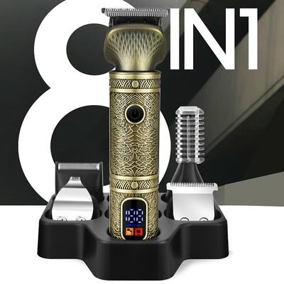 8 in 1 Beard Trimmer for Men Zero Gapped Trimmer Grooming Kit Men Razors for Shaving Face Mustache, Body Nose Hair Trimmer Cordless with Stand