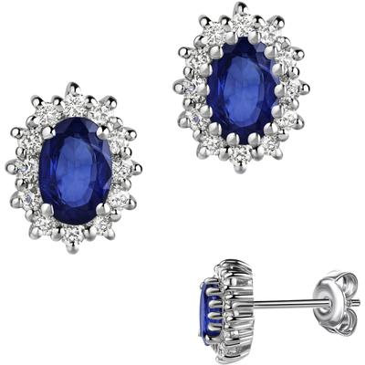 Paar Ohrstecker FIRETTI "Schmuck Geschenk Silber 925 Ohrschmuck Ohrringe Diana", blau (silberfarben, blau, kristallweiß,