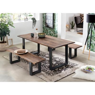 Esstisch SIT "Tops&Tables", braun (nussbaumfarbig), B:120cm H:77cm T:80cm, Tische, Tischplatte aus Akazie mit Baumkante 