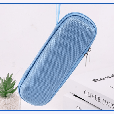 TEMU 1pc Polyester Oval-shaped Zippered Pouch For And Translation Pens - Fabric Interior Pen Storage Case