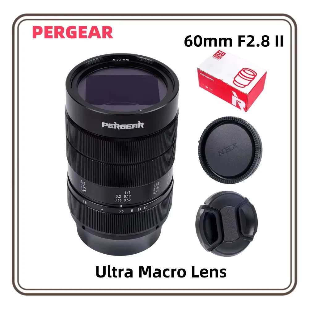PERGEAR 60mm F2.8 II Ultra Macro Lens with 2X Magnification for Sony E Nikon Z Fuji X M4/3 Canon RF ﻿Full-frame mirrorless