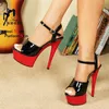 Schwarz Und Rot Spiel Sommer Frauen Dicke Plattform Sandalen 2024 Neue Schnalle Party Schuhe 15 CM Mode Bühne Durchführen high Heels