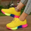 Regenbogen Sohle Turnschuhe Frauen plus Größe 43 atmungsaktive Mesh Plattform Sportschuhe Frau