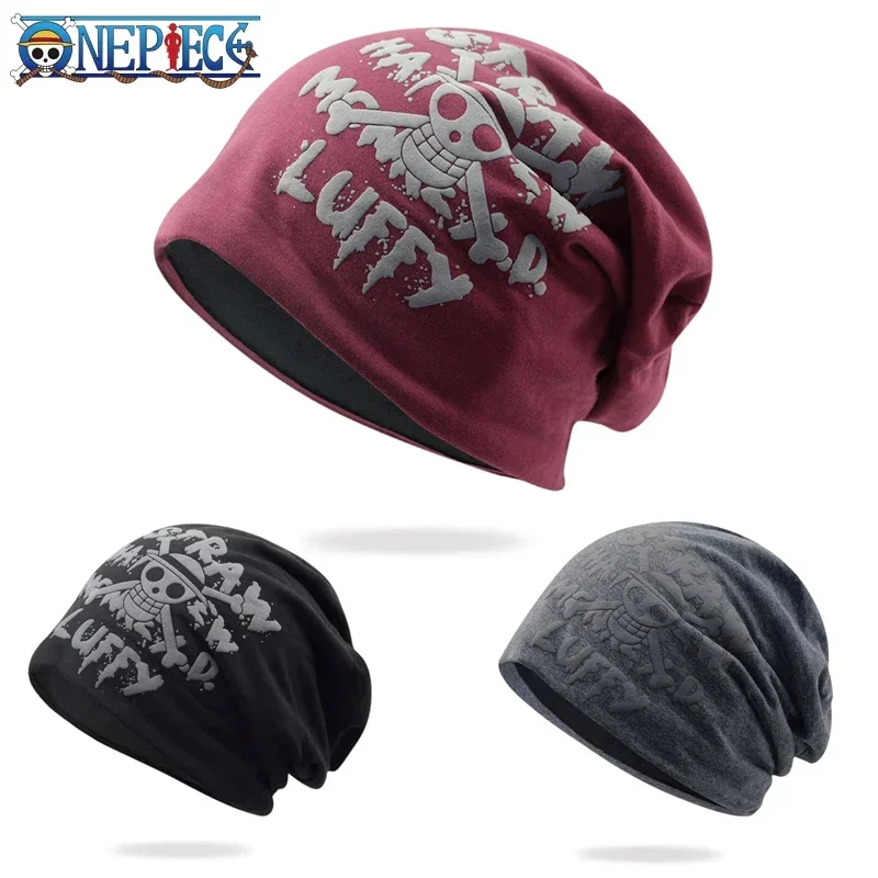 ONE PIECE Beanie Hut Anime Luffy Winter Gestrickte Hut Männer Verdicken Warme Brimless Pelz Motorhaube Kappe Frauen Hip Hop Ski Bonnets Hüte Geschenk Image