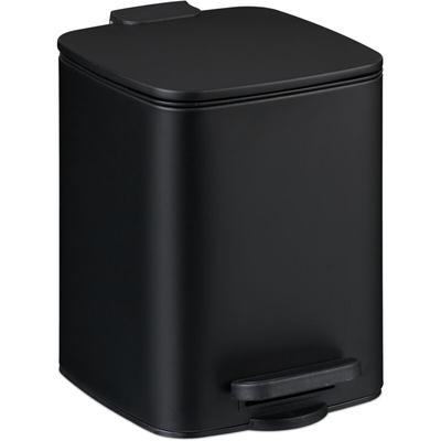 Relaxdays - Kosmetikeimer, 6 Liter, Absenkautomatik, entnehmbarer Inneneimer, Metall, Bad Mülleimer Image