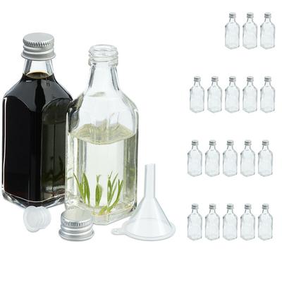 Kleine Flaschen, 20er Set, 50 ml, Glasflaschen zum Befüllen, Schraubverschluss & Korken, Image