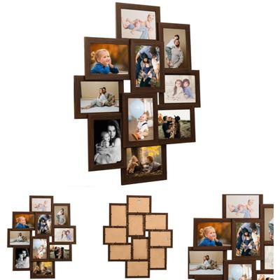 The Living Store - Collage Bilderrahmen für 10x(13x18 cm) Fotos Dunkelbraun mdf - Bilderrahmen Image