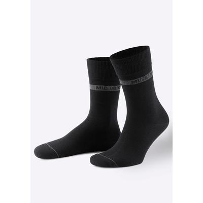 Socken MUSTANG, Herren, Gr. 1/39, schwarz, 73% Baumwolle, 23% Polyester, 2% Elasthan, 2% Polyamid, Socken Image