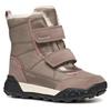 Winterstiefel GEOX "J TREKKYUP GIRL B ABX", Kinder, Gr. 28, beige (dunkelbeige), Textil, Veloursleder, Lederimitat, casual, Schuhe, Klettstiefel, Snowboots, Winterstiefel mit Warmfutter