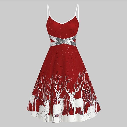 Robe De Noël Fantaisie Noël Années 1950 pour Femmes Adultes Noël Mascarade la veille de Noël Soirée Noël Réveillon du nouvel an Robe