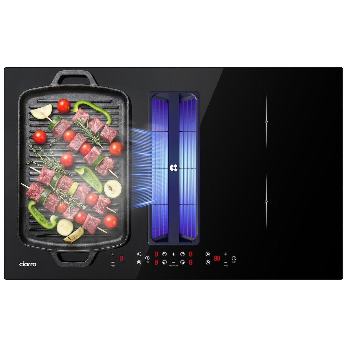 CIARRA Kochfeld mit Dunstabzug CIARRA ONE 83 cm Boost Touch-Control mit 4 Platten Flex Zone Stop & Go Funktion CBBEH834BBF Image
