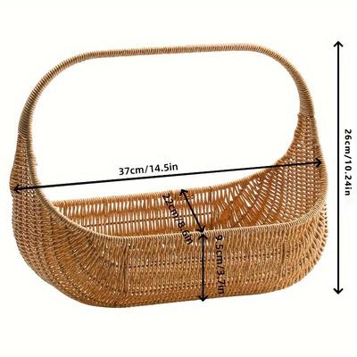 TEMU Ipc Multifunctional Picnic Basket, Rattan-style Fruit Basket, Wedding Gift And Flower Carrier For Picnics Image
