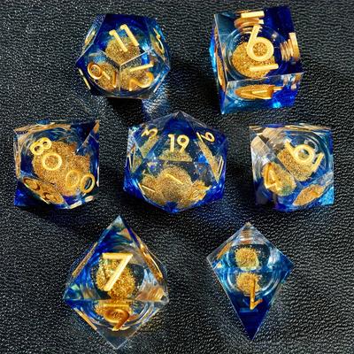 TEMU 7-piece Polyhedral Dice Set With , Translucent Blue, Icosahedron Role Play Game Dice For 14+ - Ideal For Rpgs And Board Games, Perfect Christmas Gift