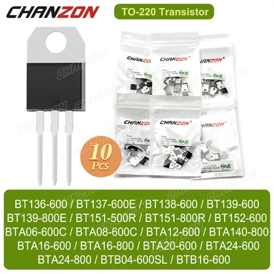 10 Stück TO220 Bta16 Bt136 Bta16-600B Bt139 Bt137 Bt151 Bta12 Bt138 Bta24 Btb16 Bt152 Bta20 Bta08 Bta12-600C Triac Scr Transistor Image