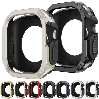 Rüstungsabdeckung für Apple Watch Case 46/42 mm/41/45/40/44/49 mm TPU + PC-Schutzstoßstange für Image