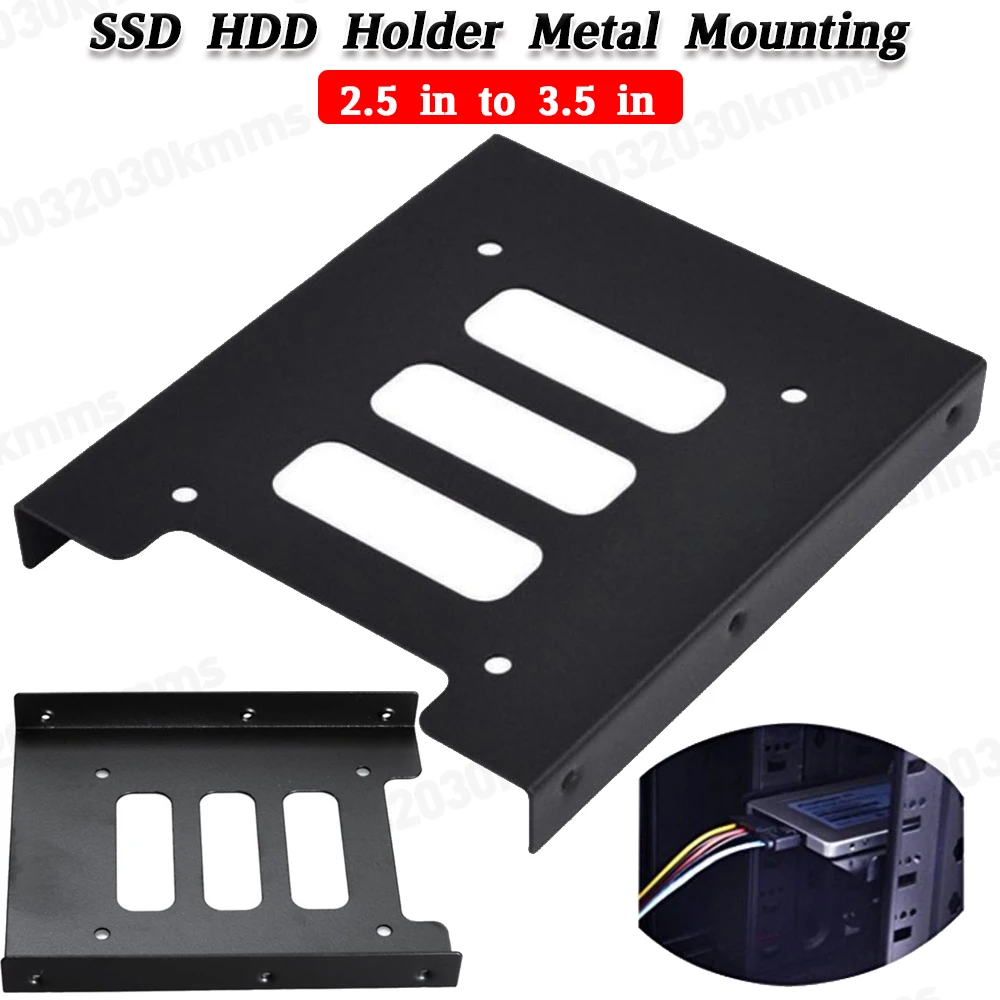 Adaptateur de disque dur SSD HDD, support de montage en métal pour boîtier PC, 2.5 à 3.5 pouces