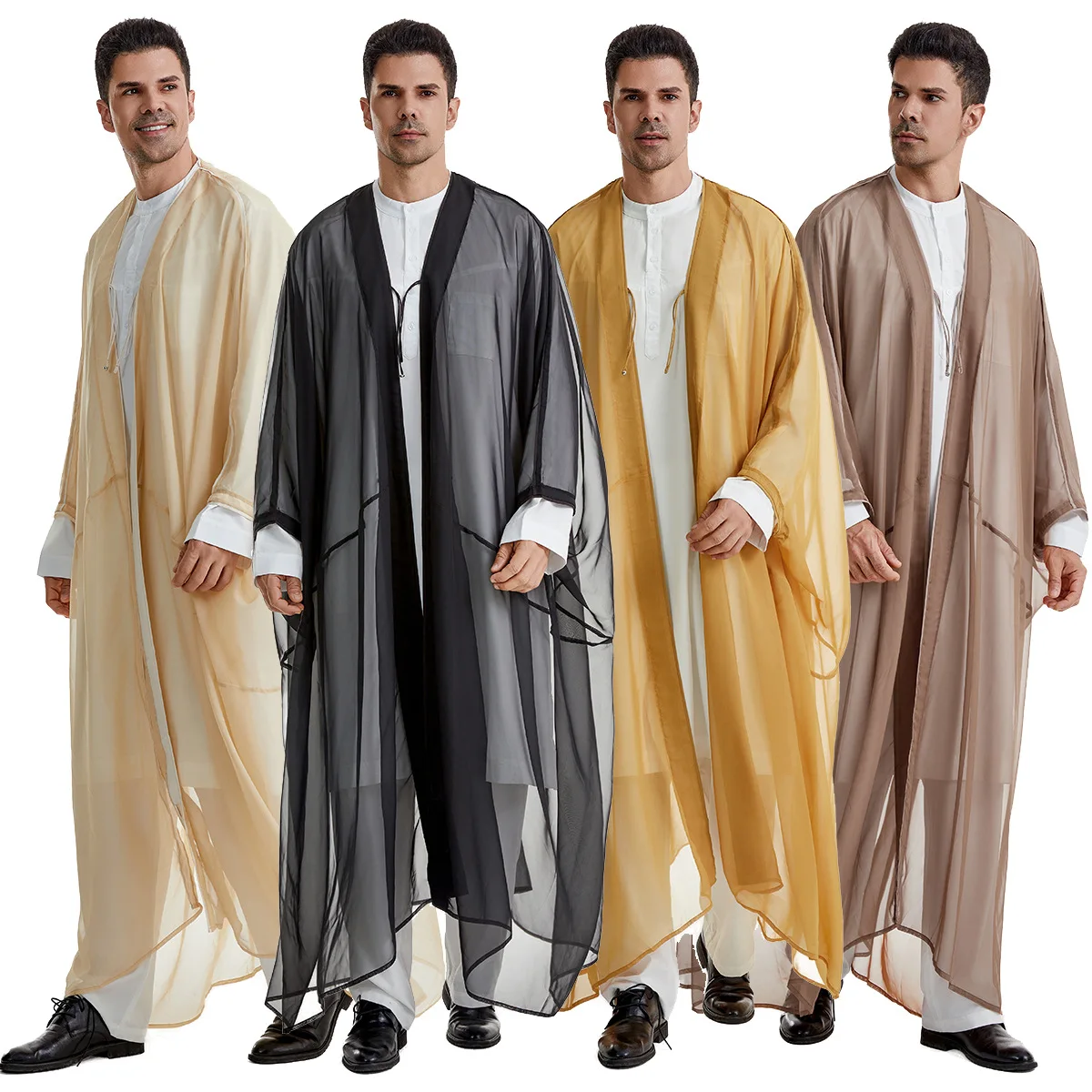 Ramadan Eid Abayas Gebet Kaftan Männer muslimischen Kimono offen Abaya Truthahn Arabisch Dishdasha Islam Djellaba Robe Marokko Jubba Thobe Image