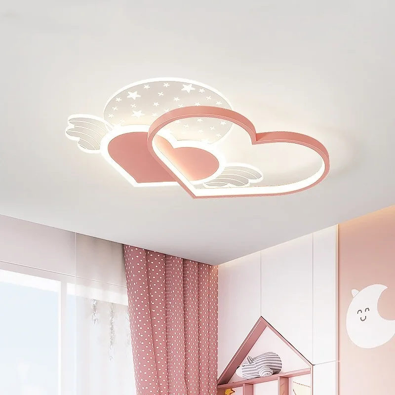 Kreative Cartoon Decken leuchte Wohnzimmer Kinderzimmer Junge Mädchen rosa Liebes flügel Kronleuchter warm romantische Raum dekor Licht