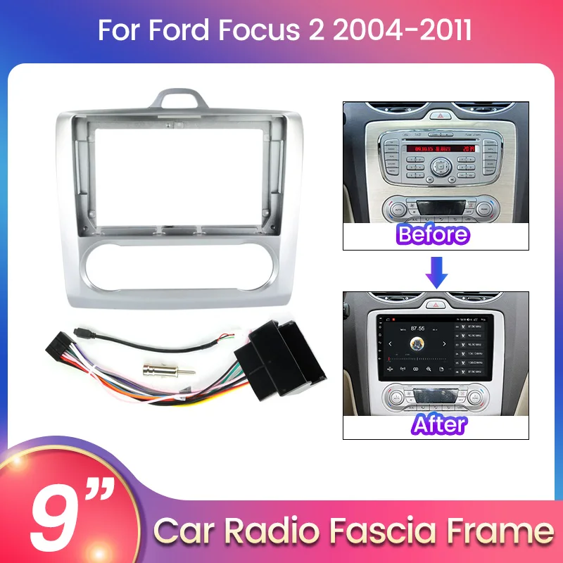 9 Zoll Autoradio Stereo DVD Panel Rahmen Adapter für Ford Focus 2 mk2 05-08 mk 2,5 09-13 Audio Dashboard Dask Kit Gesicht Faszie Linie Image