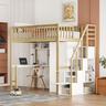 Lit mezzanine avec bureau, lit mezzanine enfant, lit mezzanine ados 90x200 cm avec armoire,