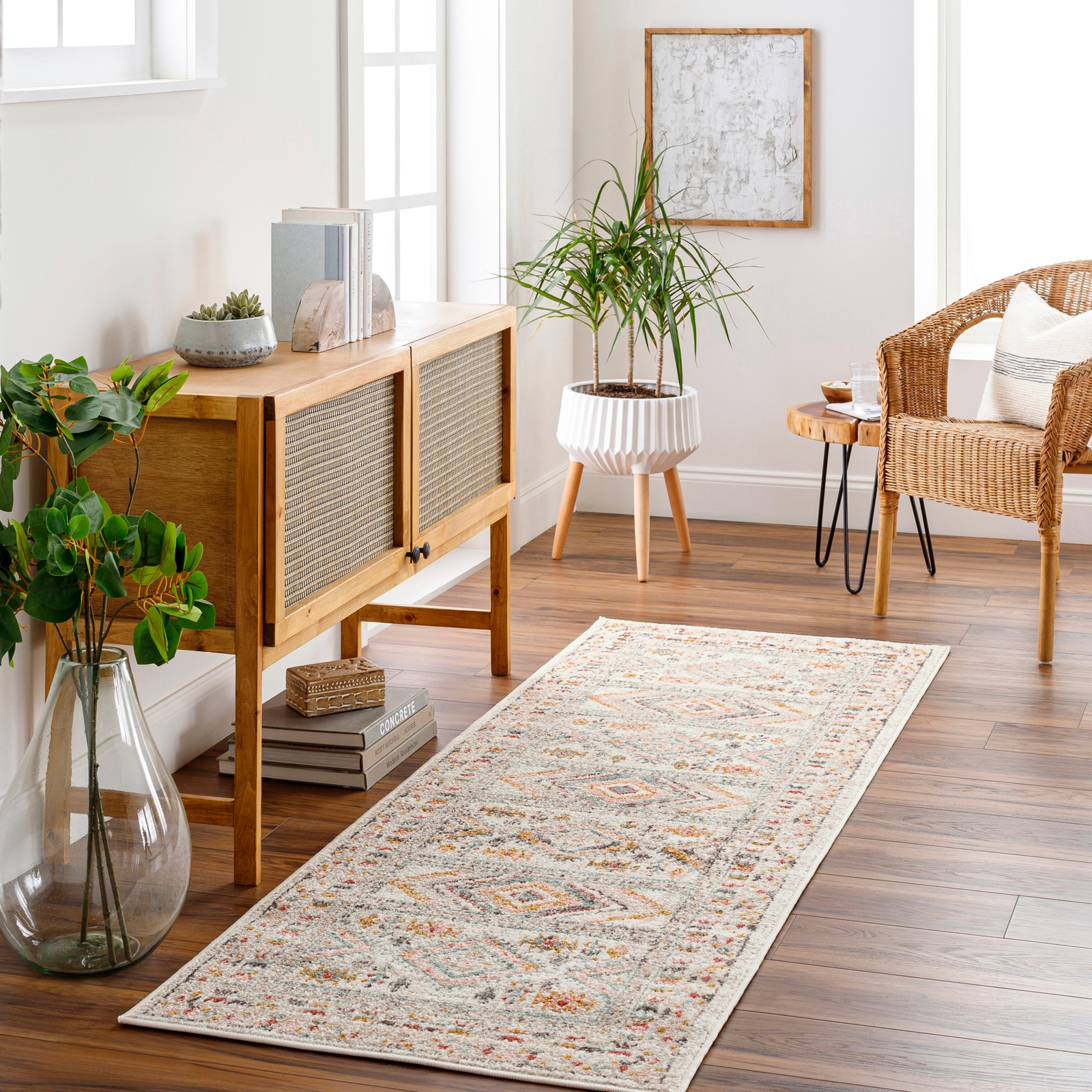 Teppich LIVABLISS "JAIPUR", bunt (mehrfarbig), B:80cm H:13mm L:220cm, Kunstfaser, Teppiche, Skandinavischer Teppich, Kurzflor Boho-Wohnzimmerteppich, Läufer Image