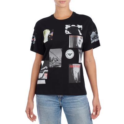 Kurzarm-T-Shirt aus Baumwolle mit Vintage-Print 8N2T9G Damen Image