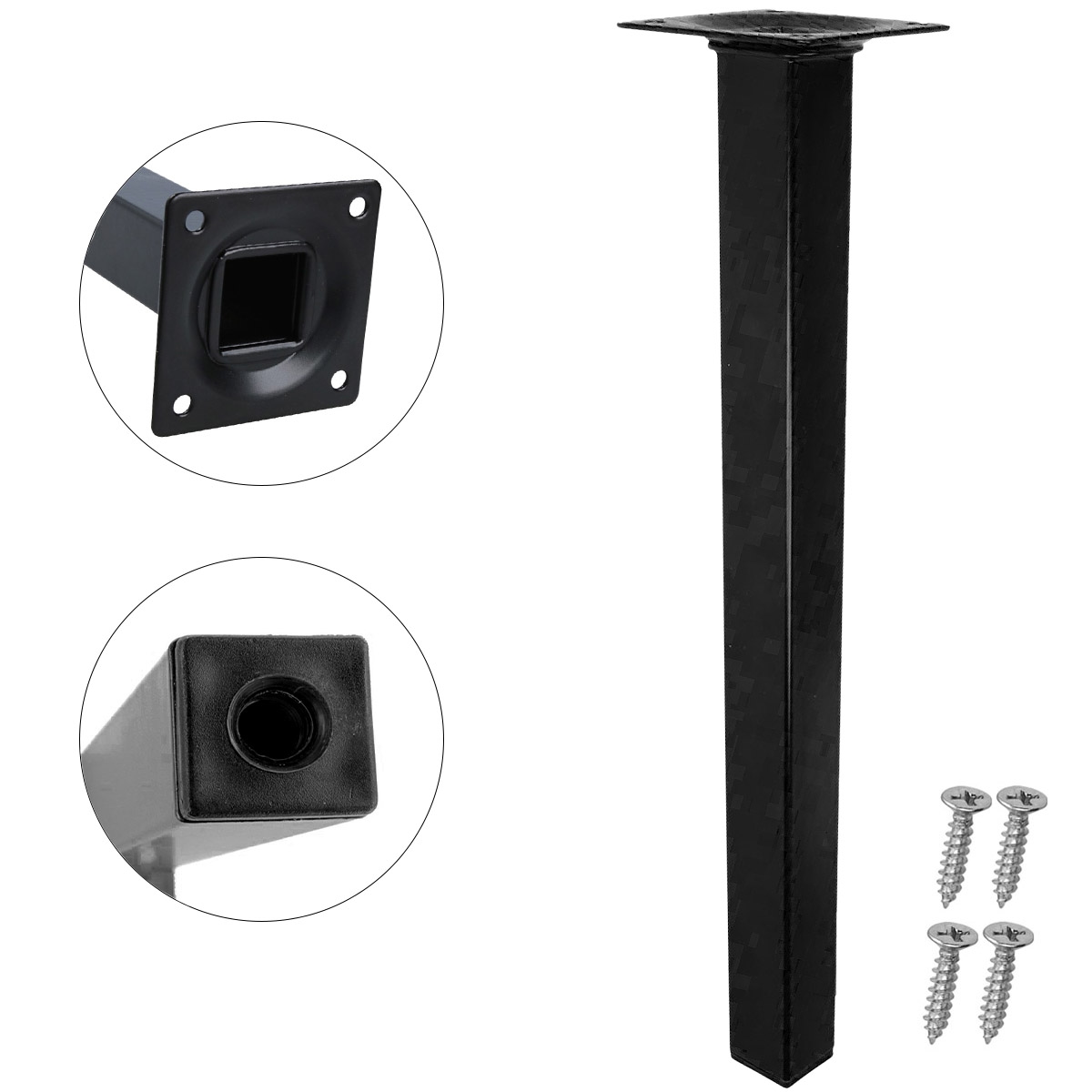 MS Beschläge Metall-Möbelbein 500mm Couchfuss Schwarz Eckig Möbelfuss Tischstütze 25 x 25mm Image