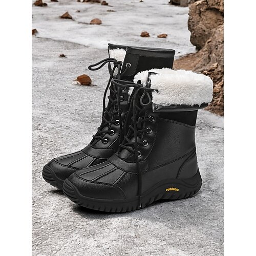 Damen-Winterstiefel mit Schnürung – wasserdichte, isolierte Stiefel mit Kunstfellfutter für Abenteuer im Freien Image