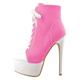 MissHeel Women's Lace up Ankle Boots Round Toe Canvas Stiletto High Heeled Autum Platform Booties Evening Shoes Pink Size 12